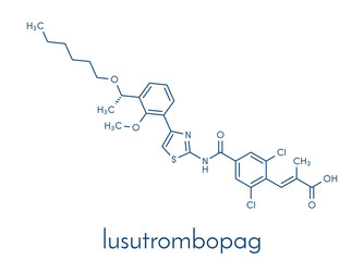 Lusutrombopag drug molecule (thrombopoietin receptor agonist). Skeletal formula.