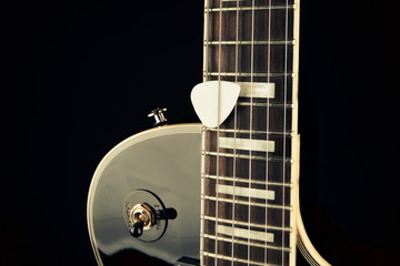 Pickup pad and neck electric guitars.Musical instruments, music, strings.Rosewood.Vintage and retro style