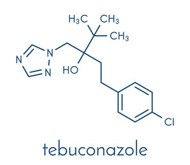 Tebuconazole fungicide molecule. Skeletal formula.