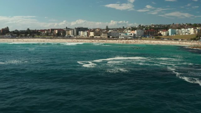Looking back over Bondi Beach and the Bondi Beach Pavillion