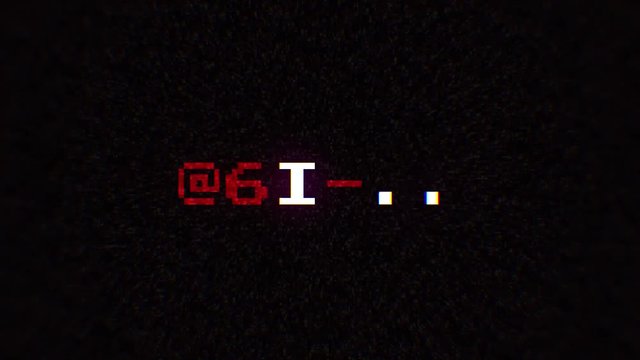 Intentional digital artifact injection fx animation, decoding a noisy scambled 8-bit text: testing.