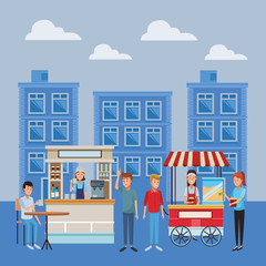 Naklejka premium coffee shop cartoon