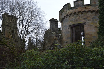 Fototapeta na wymiar The striking ruins of Crawford Priory, Springfield, Cupar, Fife, extended in early 19th century.