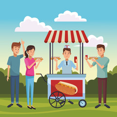 hot dog cart cartoon