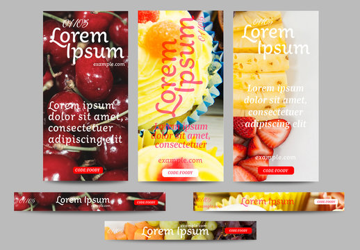 Web Banner Layouts with Food Imagery 