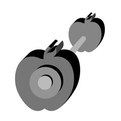 Isolated dumbbell with apple shape. Fitness concept. Vector illustration design