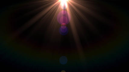 Lens Flare light over Black Background. Easy to add overlay or screen filter over Photos	