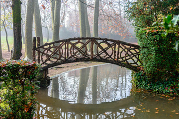 Wooden bridge in the park.