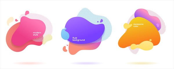 set of abstract fluid shape background template, colorful flowing liquid can use for, landing page, template, ui, web, mobile app, poster, banner, flyer, magazine, label, voucher