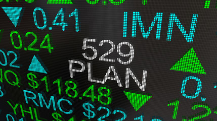 529 College Savings Plan Stock Market Ticker Words 3d Illustration