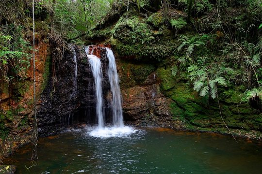 Waterfall Salto Kanymby, Organic Reserve Tati Yupi, Hernandarias, Alto Parana, Paraguay, South America