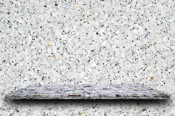Empty top of polished terrazzo stone shelves on terrazzo background, product display, you can put product on shelves.