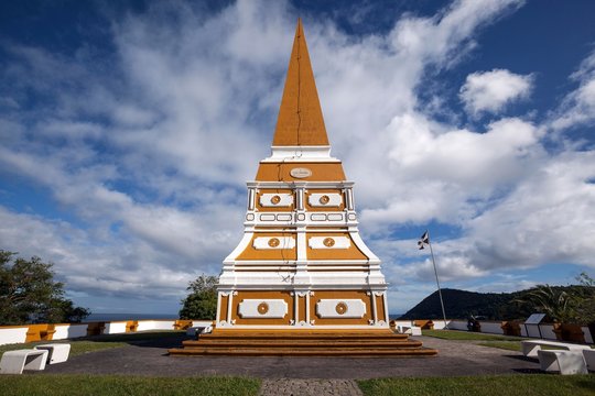 Obelisk Alto da Memoria, Angra do Heroismo, UNESCO World Heritage Site, Terceira Island, Azores, Portugal, Europe