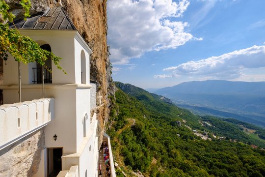 Serbian-Orthodox monastery Ostrog, church in rock face, province Danilovgrad, Montenegro, Europe