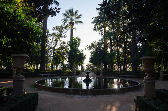 Carmen de los Martires Park with Fountain in Granada, Spain