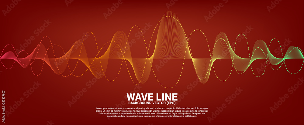 Aufkleber Red and orange Sound wave line curve on red background. Element for theme technology futuristic vector