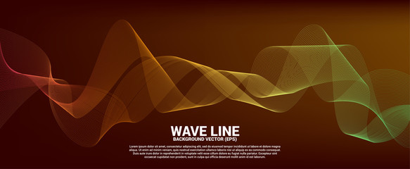 Red and orange Sound wave line curve on red background. Element for theme technology futuristic vector