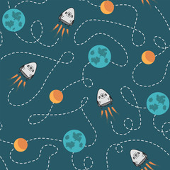 Dragon 2 moon landing illustration vector pattern