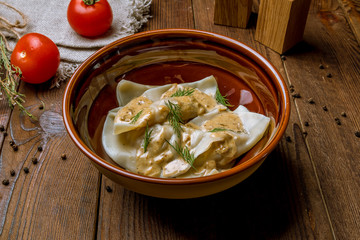 dumplings with potatoes on a plate
