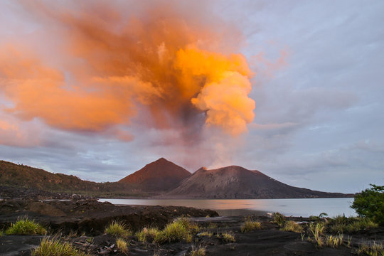 active volcano Tavurvur in Papua New Guinea