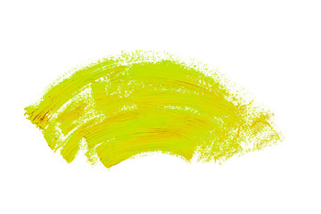 Abstraction for background, drawing with yellow paint on white isolated background