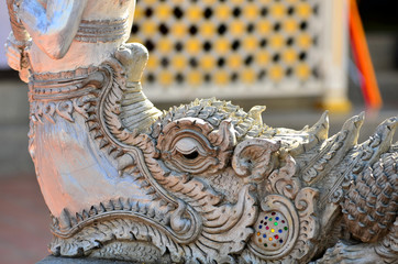 City Pillar Shrine, Lampang, Thailand Decorated in beautiful Thai style with splendid white cement...