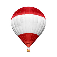 Bright colorful hot air balloon on white background