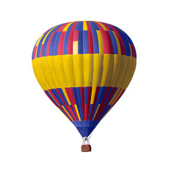 Bright colorful hot air balloon on white background