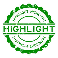 Grunge green highlight word round rubber seal stamp on white background