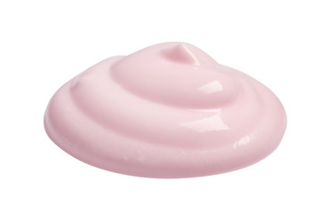 Sample of creamy yogurt on white background