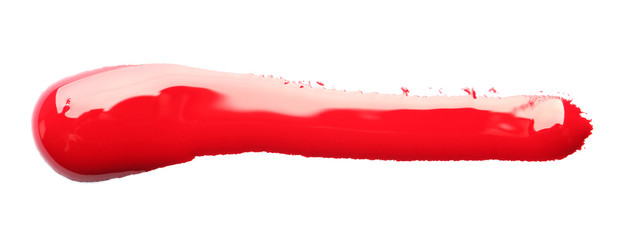 Abstract brushstroke of red paint isolated on white