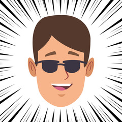 young man face cartoon