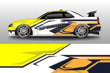 Fototapeta premium Decal car and car wrap vector, truck, bus, racing, service car, auto designs . Racing, Rally, Abstract background livery .