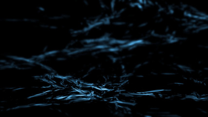 3D Rendering of abstract futuristic polygonal geometry shape with glowing led blue color laser beam isolated on black techno background. For use with technology, high performance concept, dark web