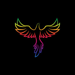 Vector of colorful birds design on a black background,. Wild Animals. Birds logo or icon. Easy editable layered vector illustration.