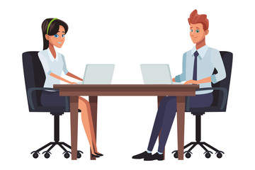 executive business coworkers cartoon