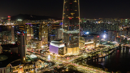 Night view of Seoul, Seoul skyline, South Korea.