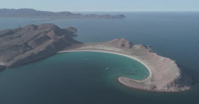 Aerial panoramic views of isla San Francisco, Baja California  Sur, Mexico. Sea of cortez.