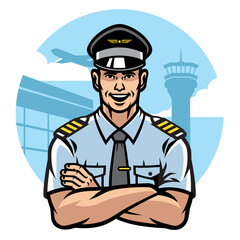 pilot smiling and crossing the arms © bazzier