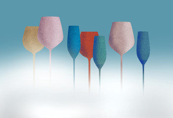 Long stem glassware with a textured color finish