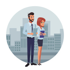 executive business coworkers cartoon