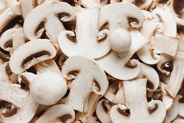 Food background. Sliced champignons