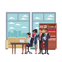 executive business coworkers cartoon