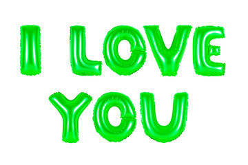 I love you in english alphabet from green balloons