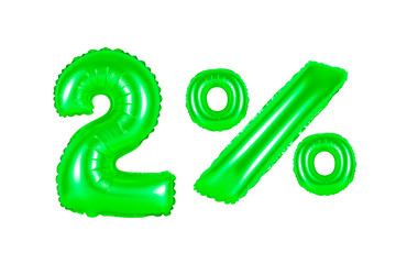 two 2 percent from balloons green