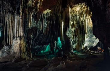 Khao Bin Cave is the most beautiful cave in Ratchaburi. Thailand. In the cave there is a hot and humid  climate.Is a famous tourist attraction.