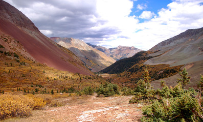 View of a trail leading up into the high country in the Sangre De Cristo range of the Colorado Rockies.