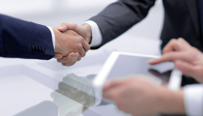 close up.handshake of modern business partners