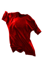 Red Floating Water Wind T-shirt in White Isolated Background
