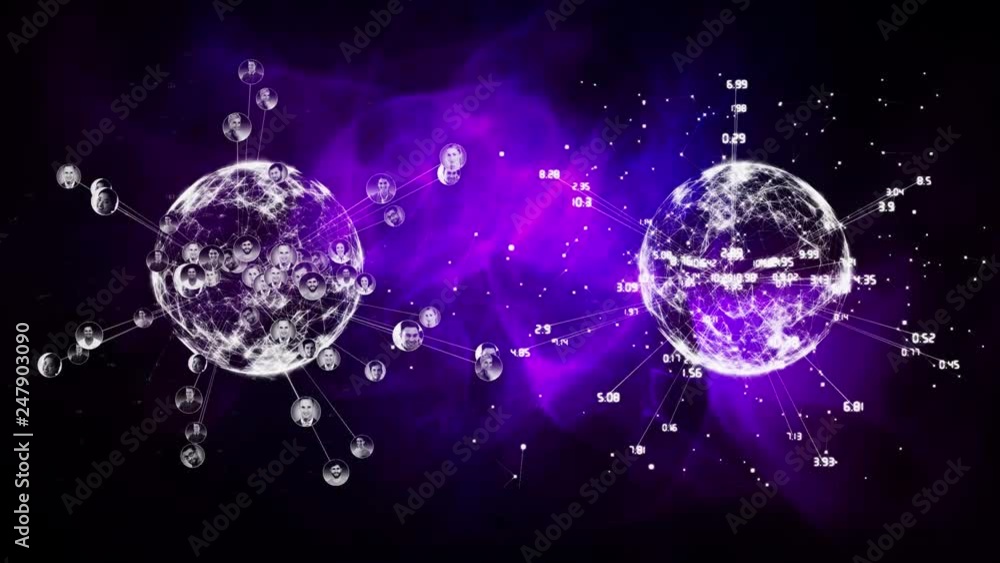 Poster two digital earths in rotation with different data